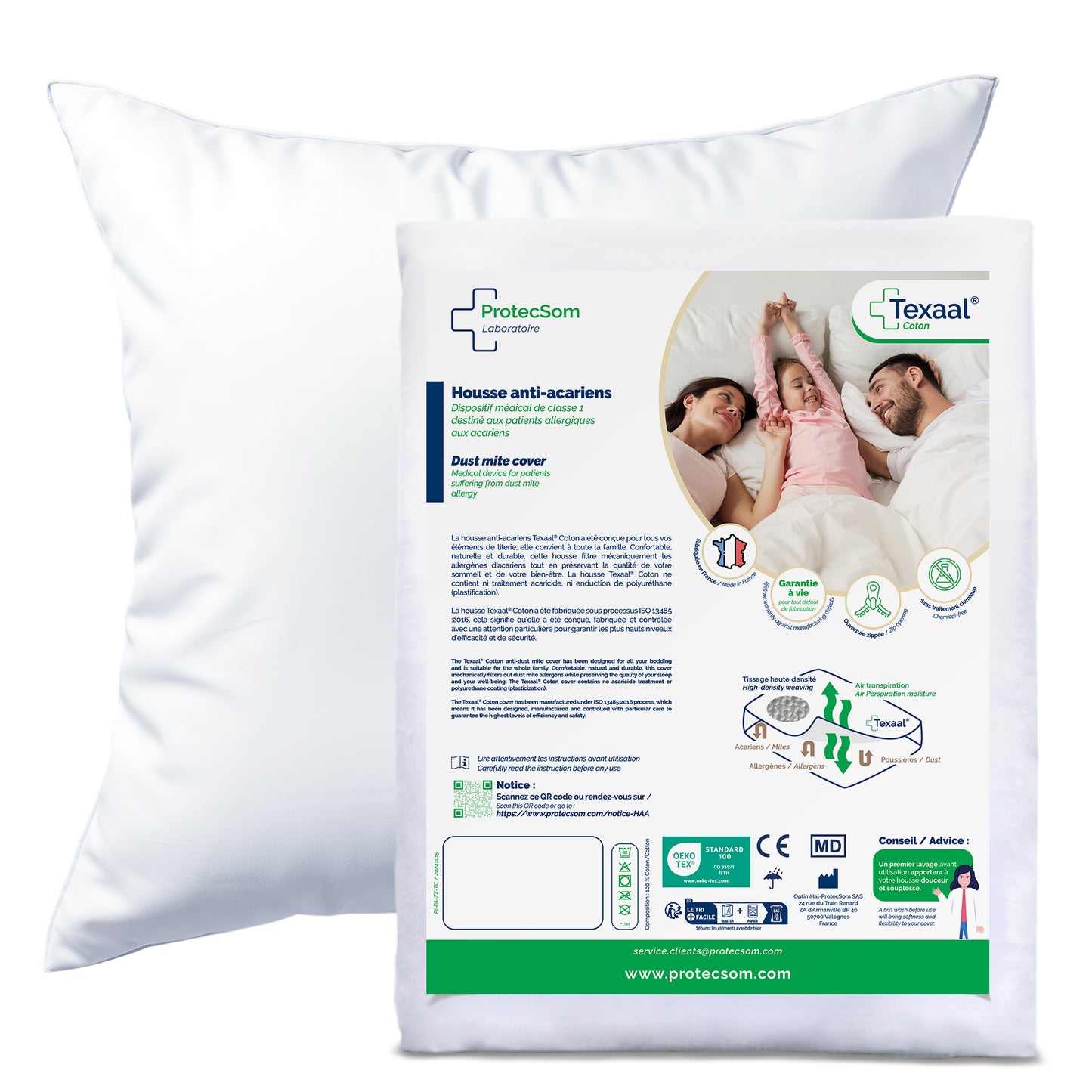 Texaal cotton dust mite barrier pillow encasement packaging