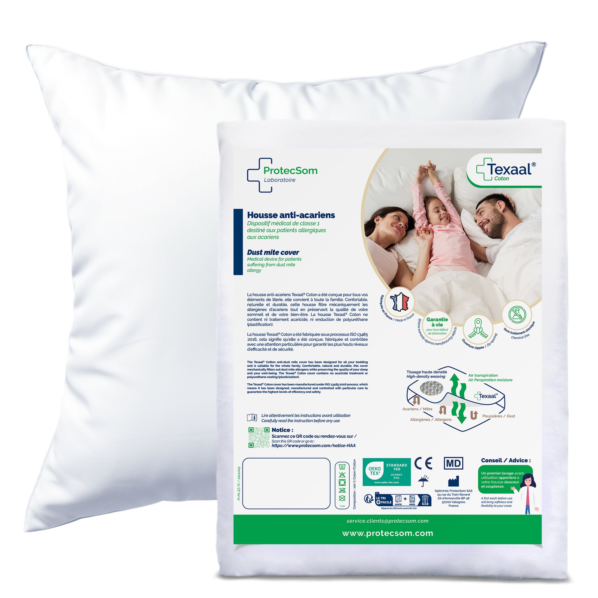 Texaal cotton dust mite barrier pillow encasement packaging