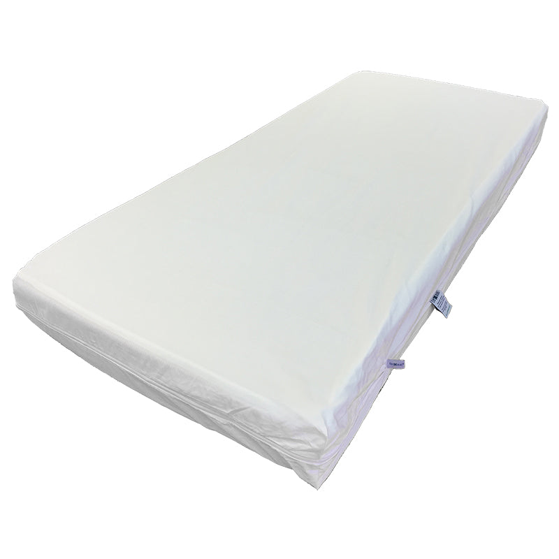 White ProtecSom cotton dust mite barrier mattress cover on a white background