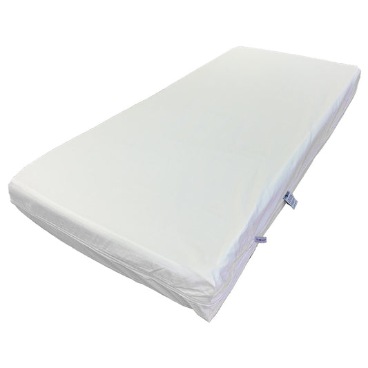 White ProtecSom cotton dust mite barrier mattress cover on a white background